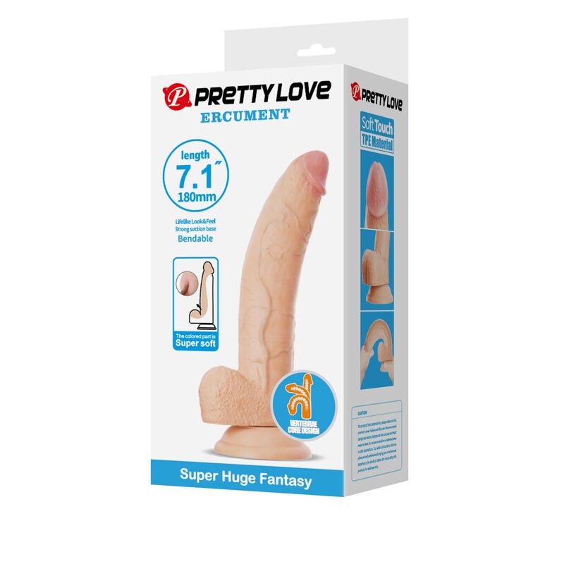 PRETTY LOVE - ELLCUMENT DILDO REALÍSTICO FLEXIBLE 18 CM Ø 4,5 CM TPE COLOR NATURAL - Imagen 3