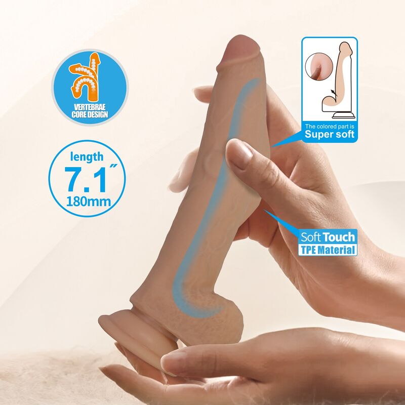 PRETTY LOVE - ELLCUMENT DILDO REALÍSTICO FLEXIBLE 18 CM Ø 4,5 CM TPE COLOR NATURAL - Imagen 8