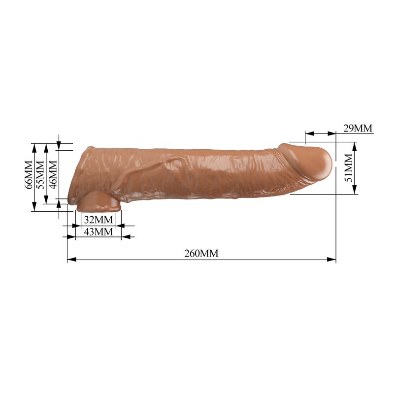 PRETTY LOVE - FUNDA EXTENSORA PARA PENE AJUSTABLE 26 CM Ø 4 CM COLOR MARRÓN - Imagen 9