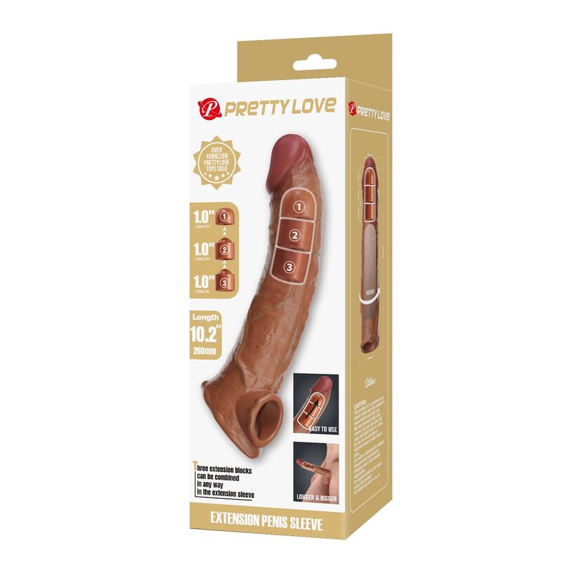 PRETTY LOVE - FUNDA EXTENSORA PARA PENE AJUSTABLE 26 CM Ø 4 CM COLOR NATURAL - Imagen 3