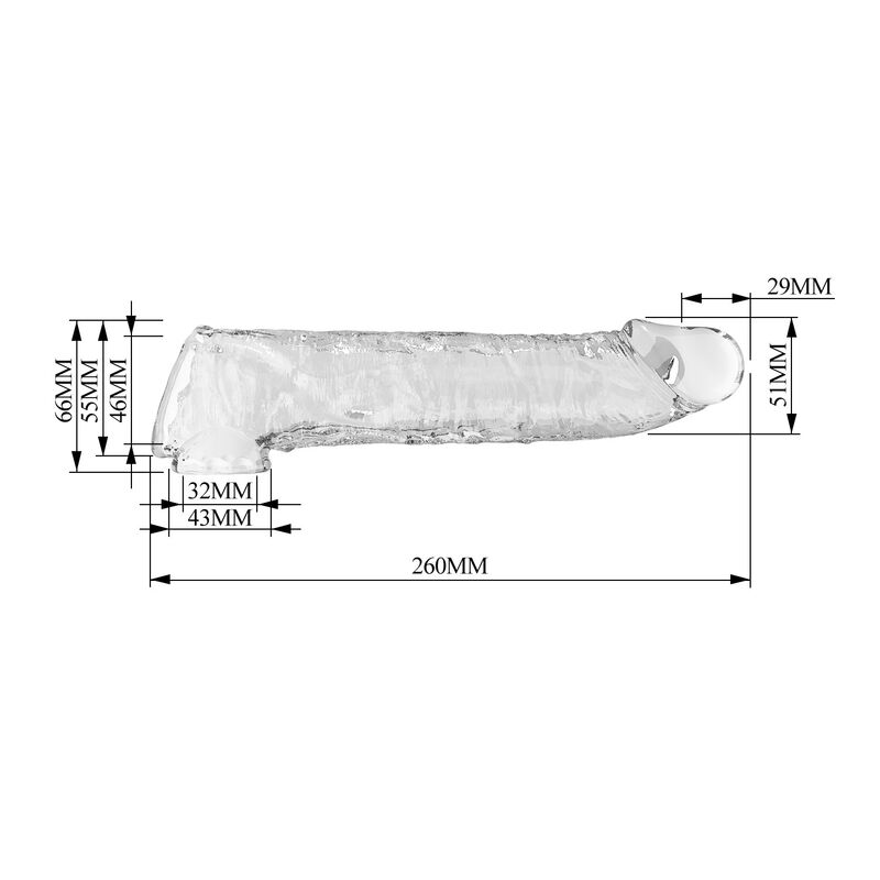 PRETTY LOVE - FUNDA EXTENSORA PARA PENE AJUSTABLE 26 CM Ø 4 CM COLOR TRANSPARENTE - Imagen 9