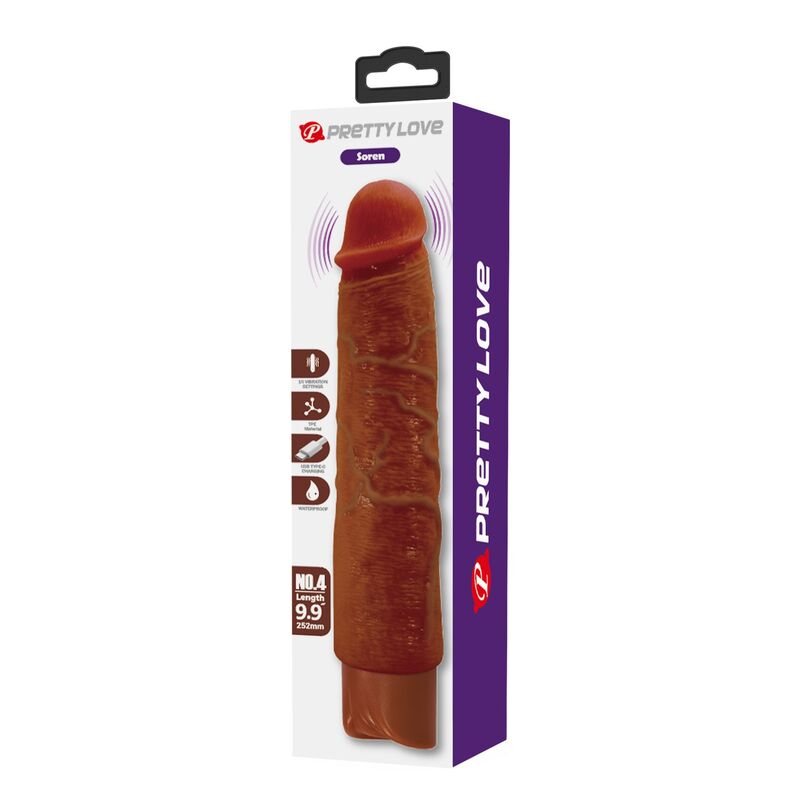 PRETTY LOVE - GAVIN VIBRADOR REALÍSTICO 25 CM Ø 5 CM COLOR MARRÓN - Imagen 3