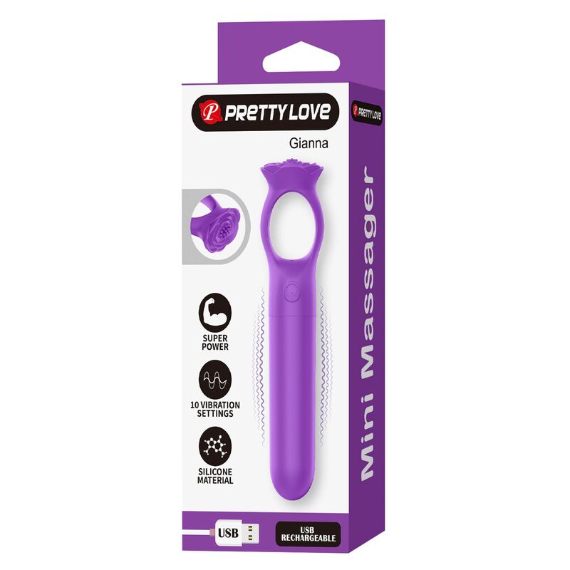 PRETTY LOVE - GIANA MINI MASAJEADOR VIBRADOR RECARGABLE MORADO - Imagen 3