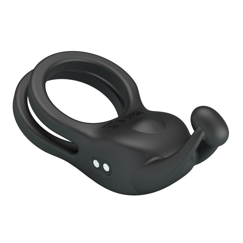 PRETTY LOVE - GOODWIN ANILLO VIBRADOR DOBLE PARA PENE RECARGABLE NEGRO - Imagen 8