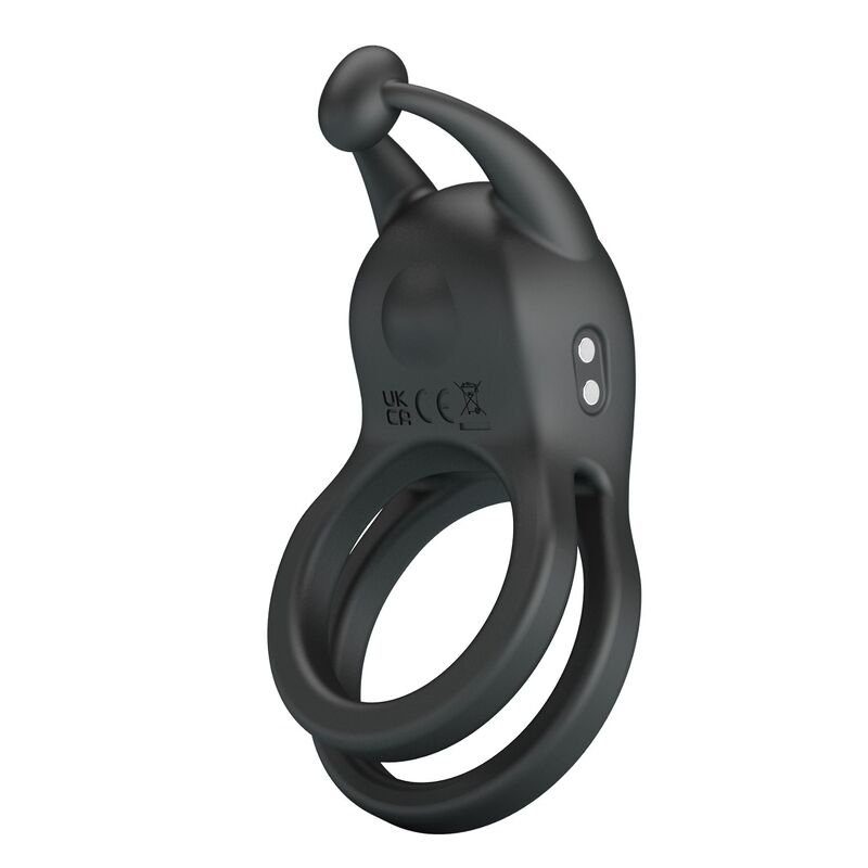PRETTY LOVE - GOODWIN ANILLO VIBRADOR DOBLE PARA PENE RECARGABLE NEGRO - Imagen 4