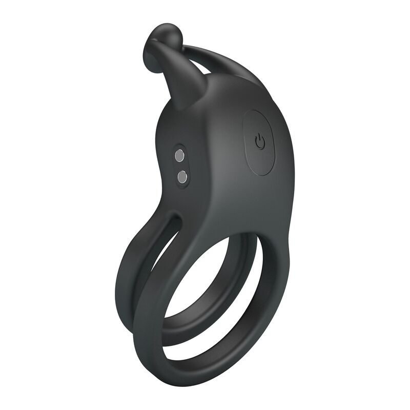 PRETTY LOVE - GOODWIN ANILLO VIBRADOR DOBLE PARA PENE RECARGABLE NEGRO - Imagen 6