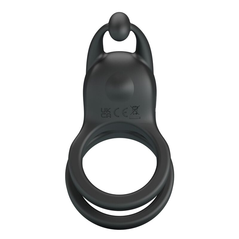 PRETTY LOVE - GOODWIN ANILLO VIBRADOR DOBLE PARA PENE RECARGABLE NEGRO - Imagen 5