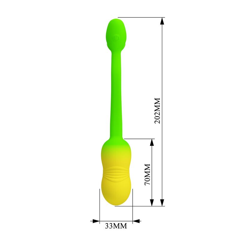 PRETTY LOVE - HUEVO VIBRADOR PULSEN CONTROL APP 12 FUNCIONES RECARGABLE USB VERDE-AMARILLO - Imagen 8