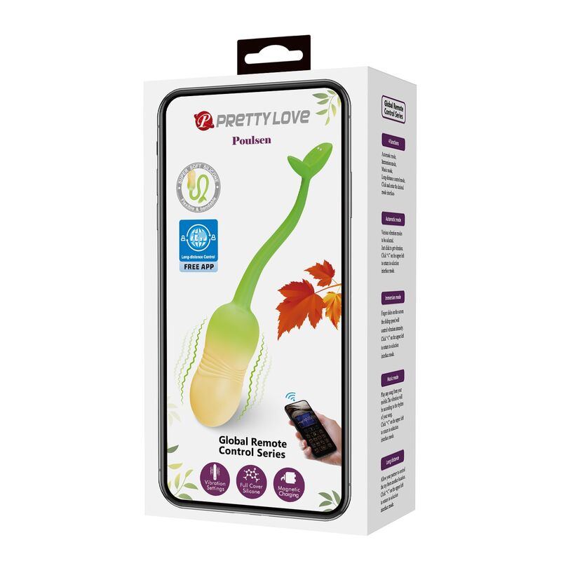 PRETTY LOVE - HUEVO VIBRADOR PULSEN CONTROL APP 12 FUNCIONES RECARGABLE USB VERDE-AMARILLO - Imagen 20