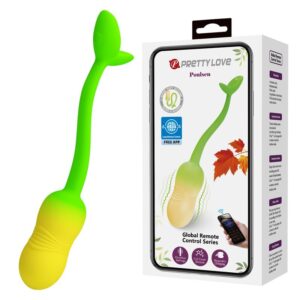PRETTY LOVE - HUEVO VIBRADOR PULSEN CONTROL APP 12 FUNCIONES RECARGABLE USB VERDE-AMARILLO