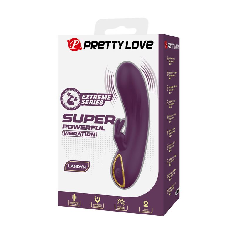 PRETTY LOVE - LANDYN VIBRADOR RABBIT RECARGABLE 10 FUNCIONES MORADO - Imagen 3
