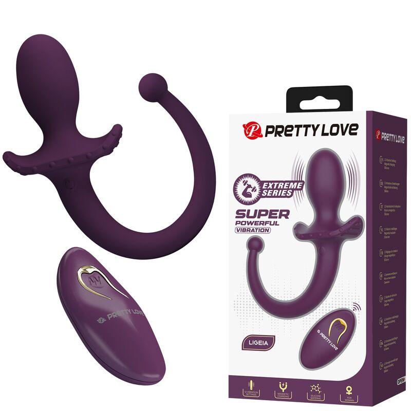 PRETTY LOVE - LIOEA PLUG ANAL CON COLA VIBRADOR 12 FUNCIONES COLOR MORADO CONTROL REMOTO - Imagen 2