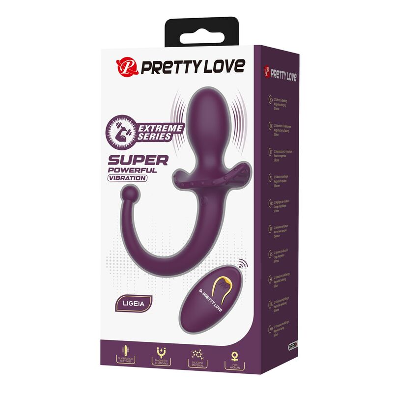 PRETTY LOVE - LIOEA PLUG ANAL CON COLA VIBRADOR 12 FUNCIONES COLOR MORADO CONTROL REMOTO - Imagen 4