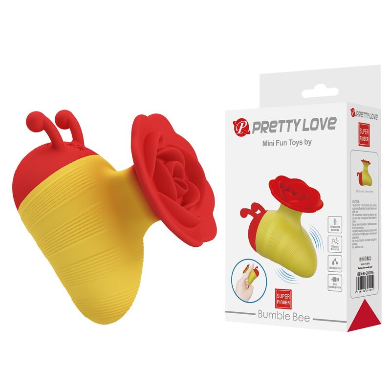 PRETTY LOVE - LITTLE BEE ESTIMULADOR DE CLÍTORIS 7 MODOS RECARGABLE ROJO/AMARILLO - Imagen 2