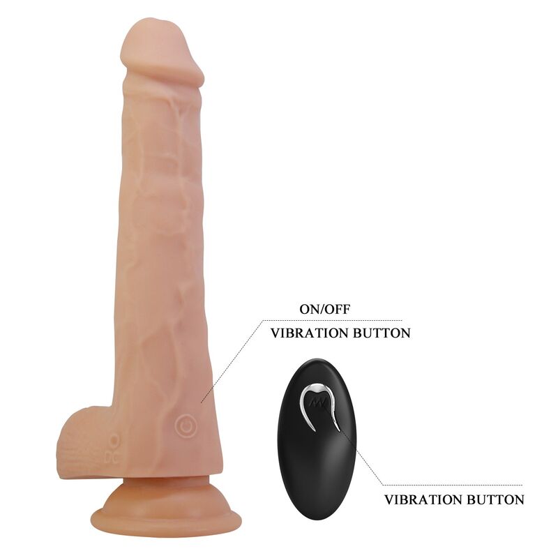 PRETTY LOVE - MILES DILDO VIBRADOR CON EMPUJE Y ROTACIÓN CONTROL REMOTO 23,5 CM Ø 4,8 CM COLOR NATURAL - Imagen 2