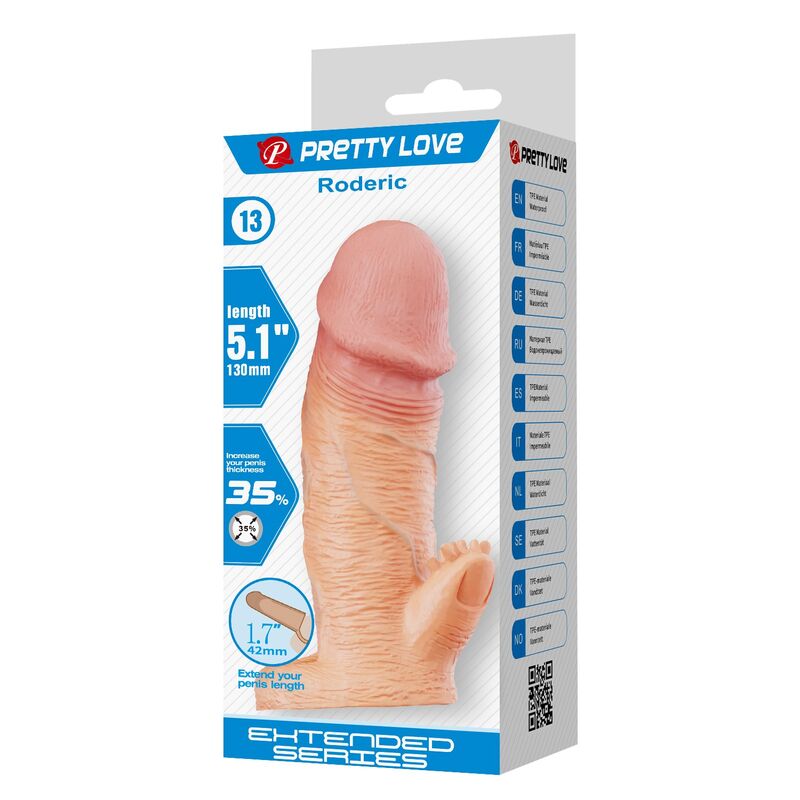 PRETTY LOVE - RODERIC FUNDA PARA PENE EXTENSORA 13 CM Ø 3,8 CM COLOR NATURAL - Imagen 7