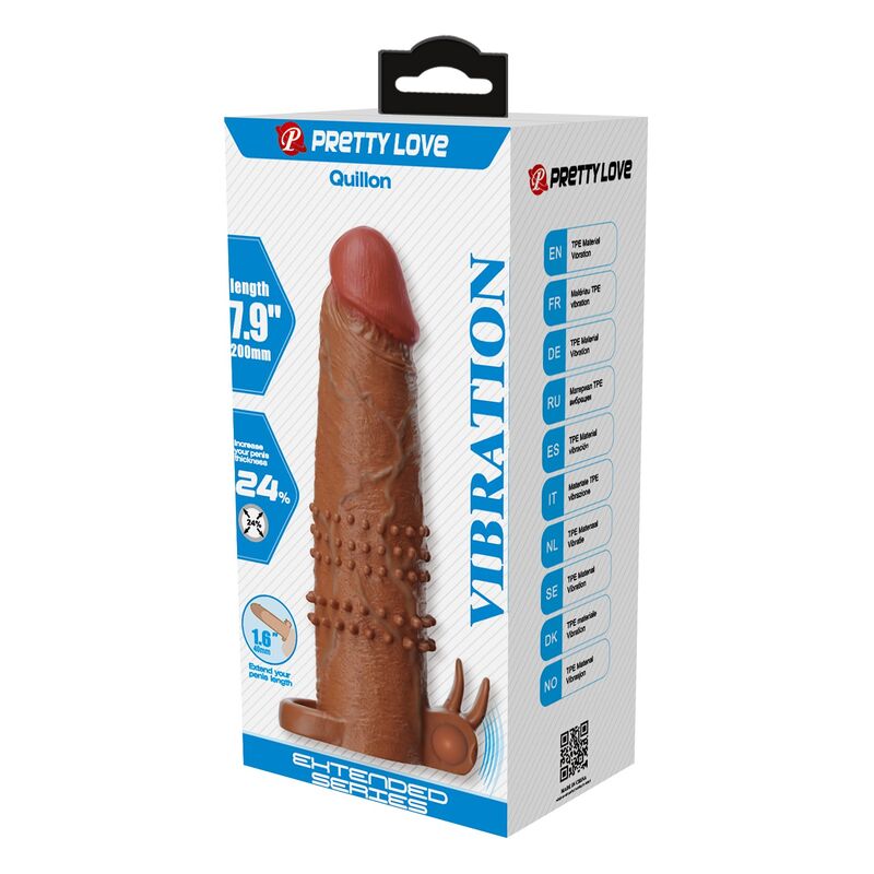 PRETTY LOVE - QUILLON FUNDA PARA PENE VIBRADORA 20 CM Ø 4 CM COLOR MARRÓN - Imagen 3