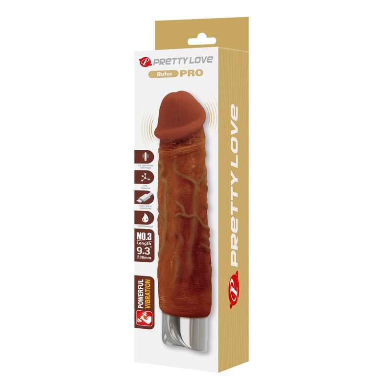 PRETTY LOVE - PRO VIBRADOR REALÍSTICO 23,5 CM Ø 4,8 CM COLOR MARRÓN - Imagen 3