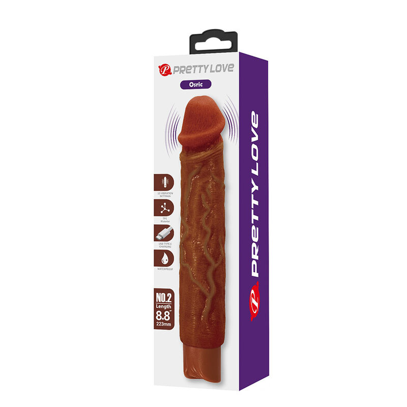 PRETTY LOVE - OWEN VIBRADOR REALÍSTICO 22,5 CM Ø 4,5 CM COLOR MARRÓN - Imagen 2