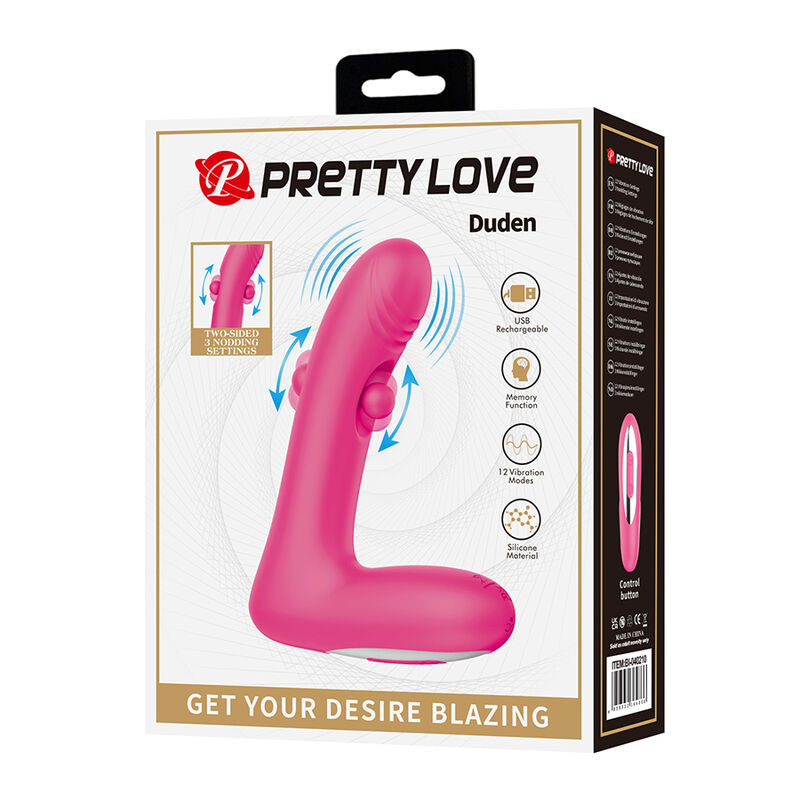 PRETTY LOVE - DUDEN VIBRADOR DE SILICONA RECARGABLE 12 MODOS DE VIBRACIÓN Y 3 MODOS DE BALANCEO ROSA - Imagen 18