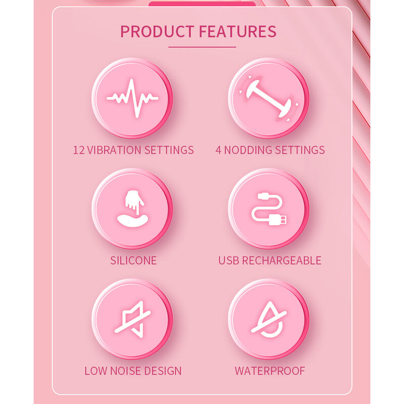 PRETTY LOVE - DUDEN VIBRADOR DE SILICONA RECARGABLE 12 MODOS DE VIBRACIÓN Y 3 MODOS DE BALANCEO ROSA - Imagen 15