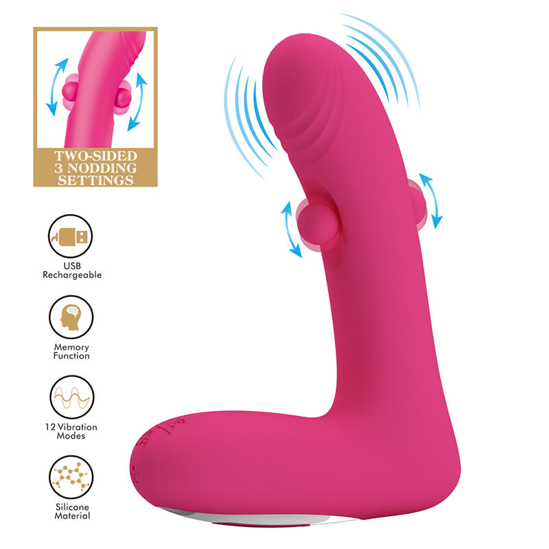 PRETTY LOVE - DUDEN VIBRADOR DE SILICONA RECARGABLE 12 MODOS DE VIBRACIÓN Y 3 MODOS DE BALANCEO ROSA - Imagen 2