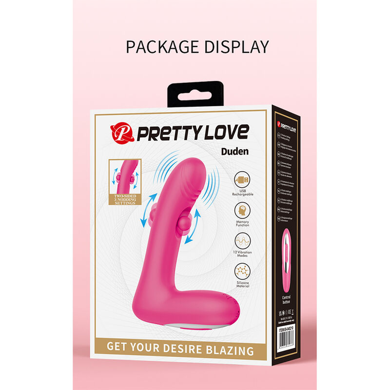 PRETTY LOVE - DUDEN VIBRADOR DE SILICONA RECARGABLE 12 MODOS DE VIBRACIÓN Y 3 MODOS DE BALANCEO ROSA - Imagen 17