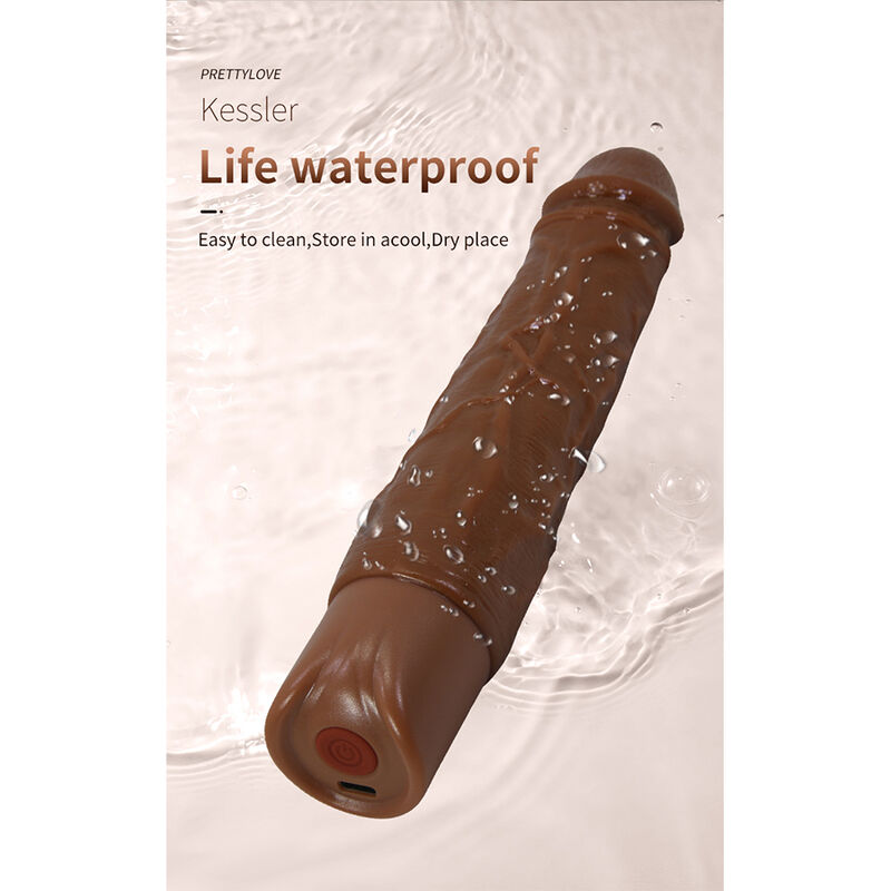 PRETTY LOVE - KESSLER DILDO VIBRADOR REALISTA 10 MODOS DE VIBRACIÓN Y 10 DE EMPUJE 22 CM MARRÓN - Imagen 7
