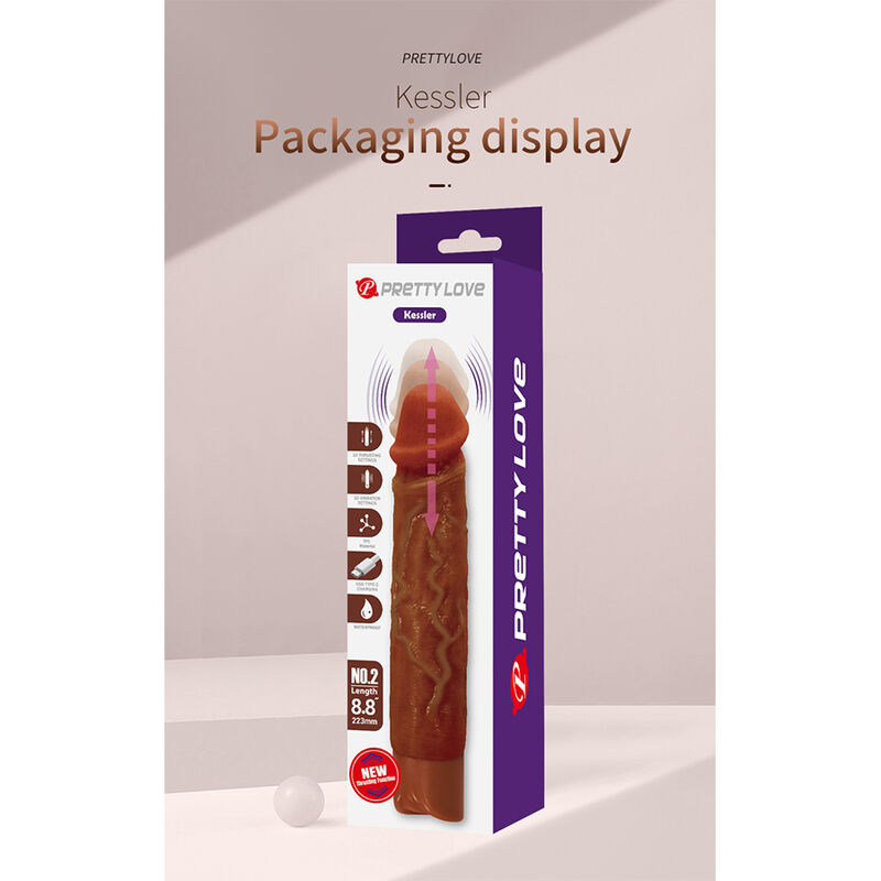 PRETTY LOVE - KESSLER DILDO VIBRADOR REALISTA 10 MODOS DE VIBRACIÓN Y 10 DE EMPUJE 22 CM MARRÓN - Imagen 17
