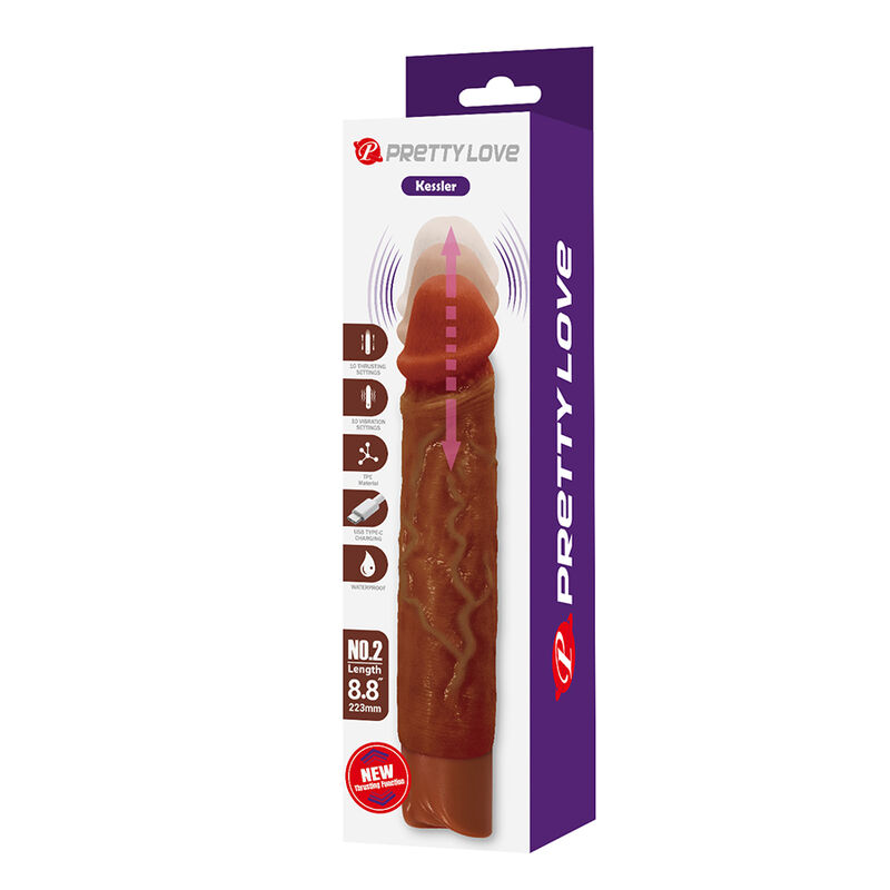 PRETTY LOVE - KESSLER DILDO VIBRADOR REALISTA 10 MODOS DE VIBRACIÓN Y 10 DE EMPUJE 22 CM MARRÓN - Imagen 16