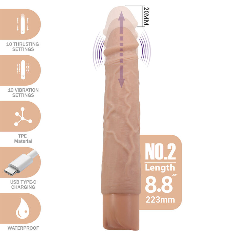 PRETTY LOVE - KESSLER DILDO VIBRADOR REALISTA 10 MODOS DE VIBRACIÓN Y 10 DE EMPUJE 22 CM NATURAL - Imagen 2