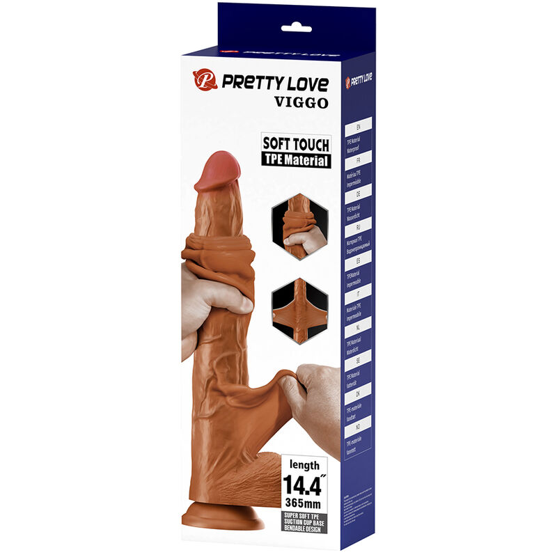 PRETTY LOVE - VIGGO DILDO REALISTA TACTO SUAVE CON PIEL DESLIZANTE 36,5 CM MARRÓN - Imagen 19